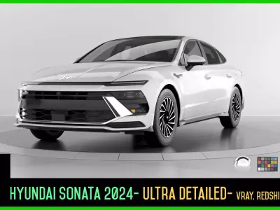 Hyundai Sonata 2024 -detailed-Vray-Redshift-Unreal- Lightrigs 3D model