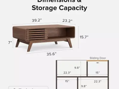 Modern Coffee Table with dual side storage Low-poly 3D model