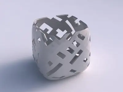 Vase quadratic stumpy with cuts 3D print model