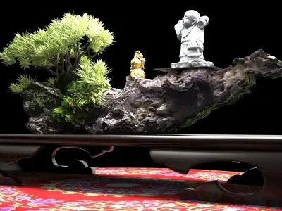 Chinese gourd  with Buddha  monk  3D model