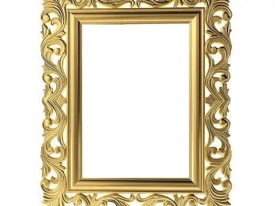 Mirror ornate gold frame 3D model