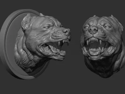 Pitbull grin head 3D print model