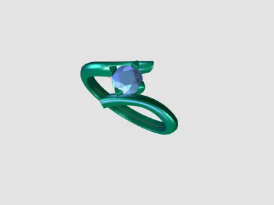 ZDR0217 solitaire engagement ring gold 3D print model