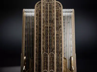 ART DECO SKYSCRAPER BUILDING 08 Low-poly 3D model