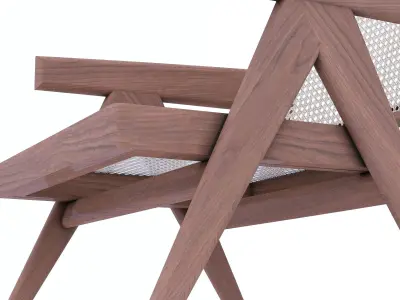 Chair-floorlamp-nightstand wooden lounge chair with woven seat 3D model