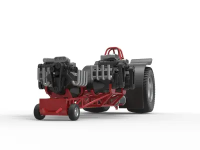 Pulling tractor 5 engines V8 Version 2 Scale 1 to 25 3D print model