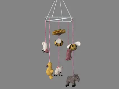 Wool Felt Farm Animal Mobile 3D model