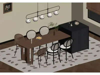 Retro Light Luxury Home Furnishings 3D model