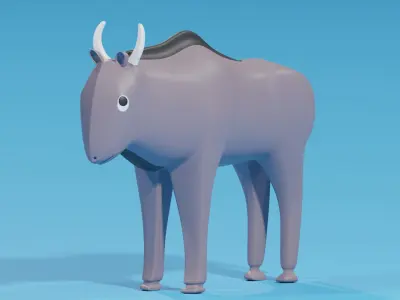 Cartoon Cute Wildebeest 3D model