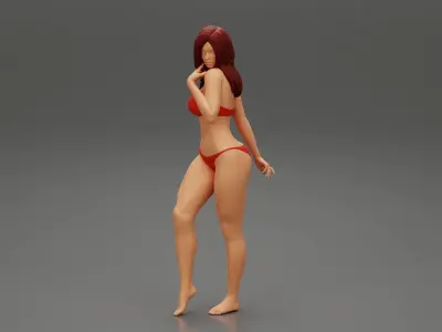 Beautiful Woman In Bikini Posing On Beach 3D print model