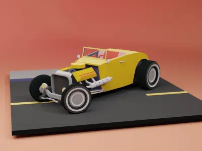 Low Poly Hot Rod 2 versions Low-poly 3D model