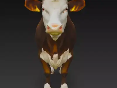Brown and White Cow Low-poly 3D model