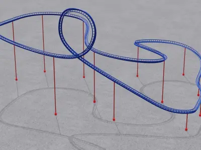 Rollercoaster 3D model roller coaster with ropes Low-poly 3D model