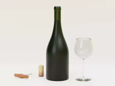 -Red Wine Set- Low-poly 3D model