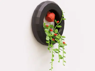 Plant on the wall Low-poly 3D model