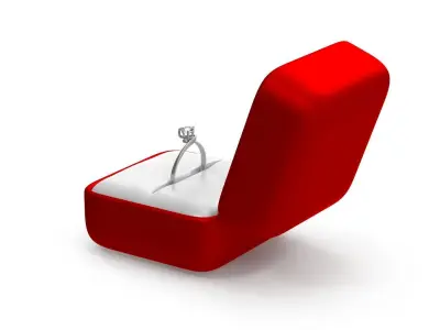 Ring Box and Diamond Ring Low-poly 3D model