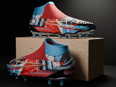 Nike red blue boots 3D model