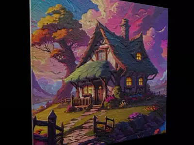 Fantasy House Painting One Low-poly 3D model