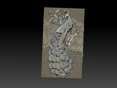 peacock 3d relief model for cnc and 3d printing stl file 3D print model