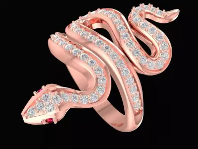 Luxury Snake Shape Diamond Men Ring 3581 3D print model