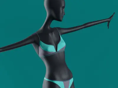 Woman Swimsuit VS V-splice Bralette blue 3D model
