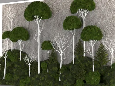 Moss tree wall decor Low-poly 3D model