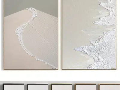 Plaster Two Photo Frame 321 Low-poly 3D model