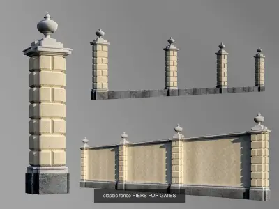 classic fence PIERS FOR GATES 3D Model Collection