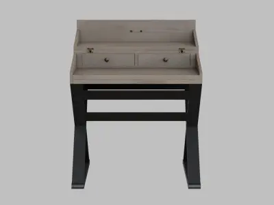 Secretary Desk oak wood Low-poly 3D model