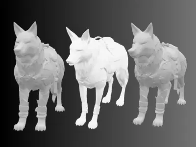 Armored Dire Wolf Low-poly 3D model