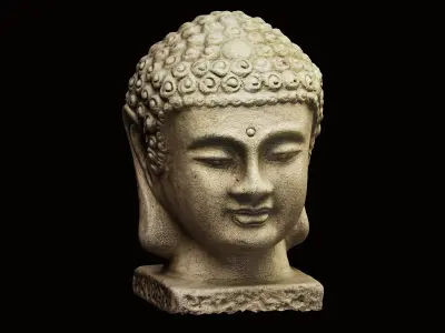 Buddha Stone Head Statue Decoration 3D model