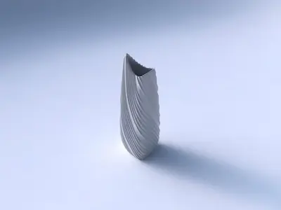 Vase curved tipping triangle 2 with twisted extruded lines 3D print model