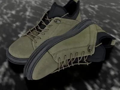 GREYDER LEATHER 3D SHOES - GREEN Low-poly 3D model