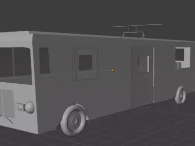 Old Electric City Bus Low-poly 3D model