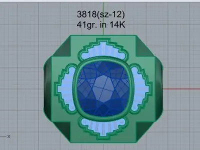 Cushion Cut Ring 3818 3D print model