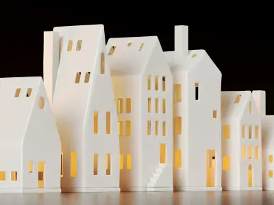 Miniature Houses For Decoration Set 3D model