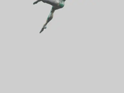 Trampoline Gymnast in Air statue model Low-poly 3D model