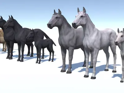 Horse Family Low-poly 3D model