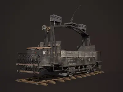 Old Tram Repair Low-poly 3D model