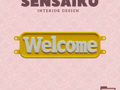 Welcome Door Sign 3D Print File for DIY Home Decor Sensaiku 3D print model