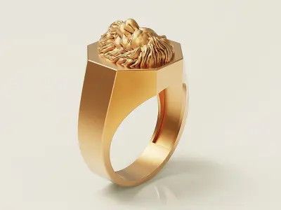 Fashion Lion Ring Silver Gold  Print 3D print model