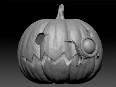 Halloween Pumpkin With Alien Friend Free 3D print model