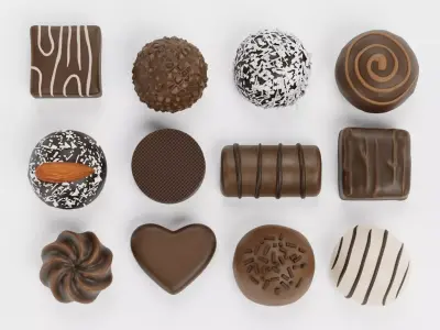 Chocolate Pralines Selection - Assorted Luxury Candy Collection 3D model