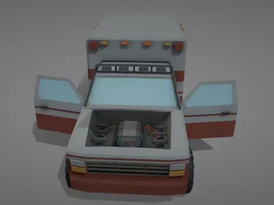 Low Poly Simple Ambulance Car  3D model