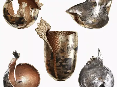 Decorative vases set 02 3D model