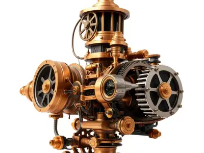 Steampunk Engine Model Pack Low-poly 3D model