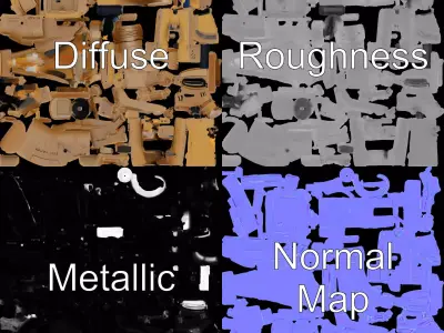 HighTech Surveillance Turret Model Pack Low-poly 3D model