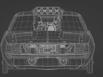 Camaro SS 1969 Drag Racing Car Low-poly 3D model