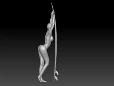 surf girl photo pose 1 3D print model