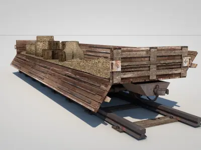 Wild West Flat Wagon 3D model